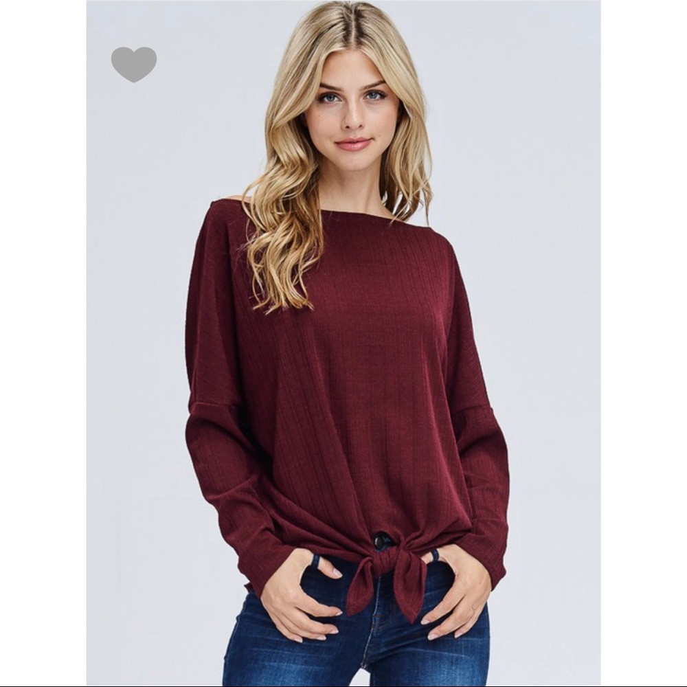 Boat neck rib knit sweater